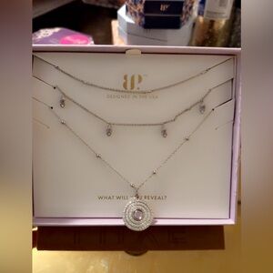 Elegant Silver Necklace Set with Purple Accents